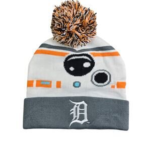 Detroit Tigers Star Wars BB-8 Youth Winter Hat Puff Ball Knit Droid Beanie MLB